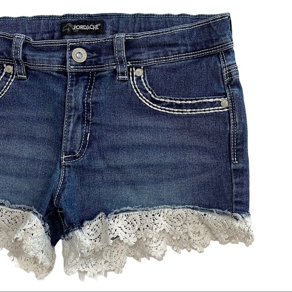 NWOT Girls Jordache Crochet Trim Denim Jean Shorts - Picture 5 of 16